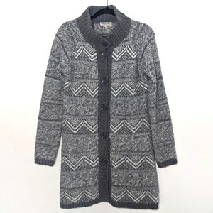 Chunky Sweater Cardigan Jacket Button Gray Scandi Cabincore Grandma